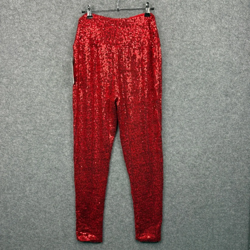 Tipsy Elves Womens Red Sequin‎ High Waisted Leggings Size Medium NWT TE-CWP322M